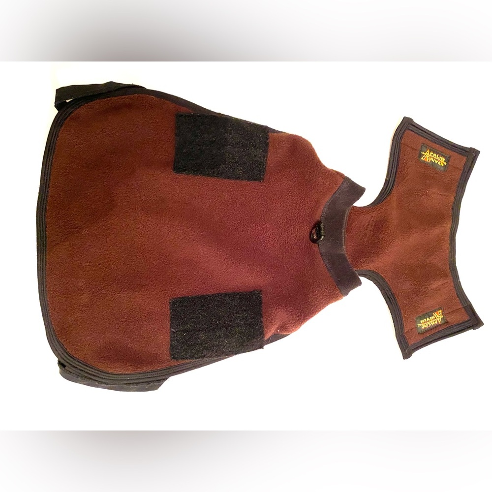 Brown/ Black Fleece Dog Coat by Apache River, Size Small/ Medium Dog - Picture 4 of 11